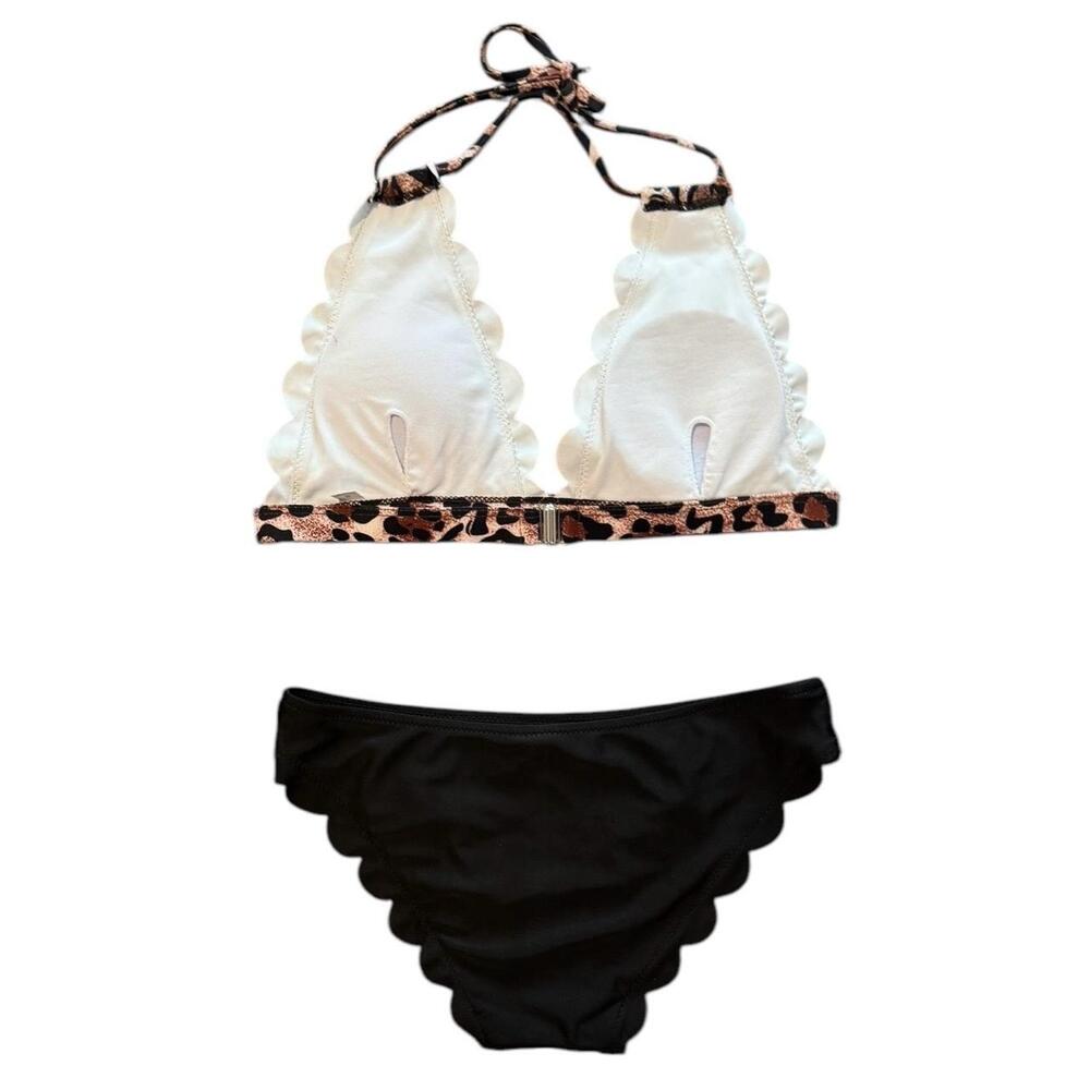 NWOT Leopard Halter Neck Scalloped Bikini Womens Size S - Picture 7 of 7